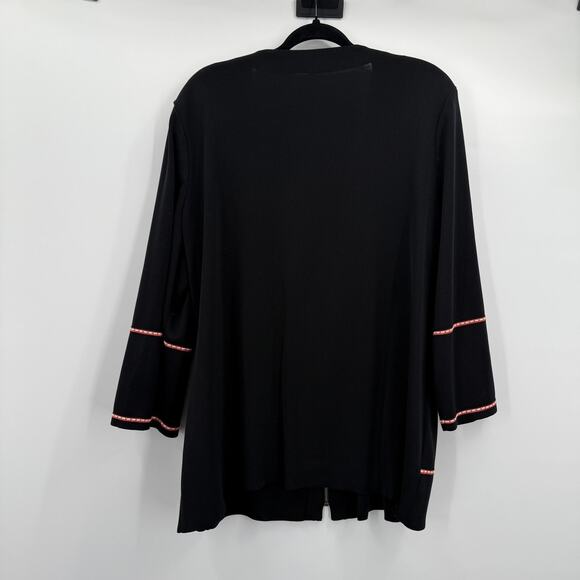 Misook Knit Jacket Cardigan Womens 1X Black Zip Front Pockets Topper Church - Picture 3 of 9